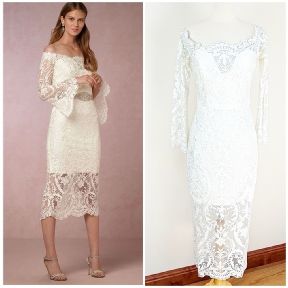 💋Anthropologie BHLDN Thurley Elegant White Lace Dress size 6